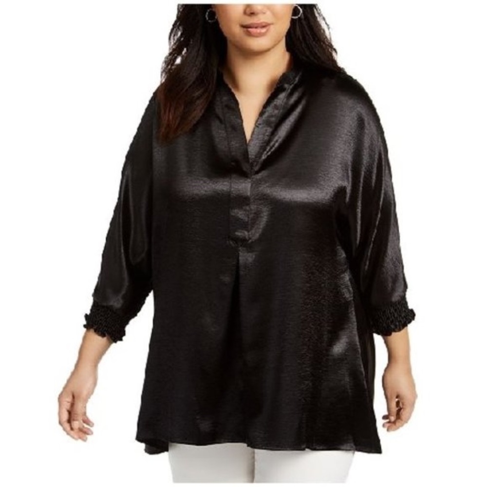 Anne Kleine Satin 3/4-Sleeve Tunic Top